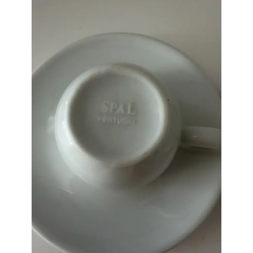 Illy Espresso Cups Saucers Set of 2 Portugal Porcelain Logo Spal Donut Handles